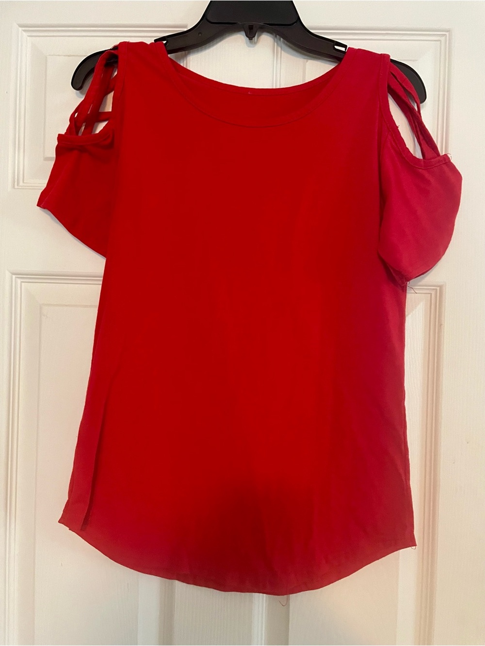 Red Cold-Shoulder Women's Top